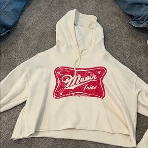 Women's Cream Hoodie with Red Graphic